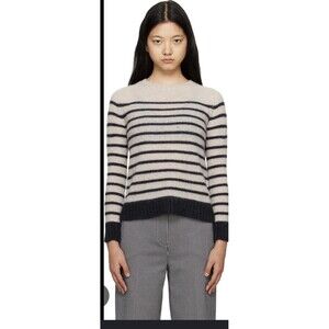 S Max Mara Off-White Alsazia Striped Crewneck Sweater Size M